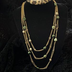 Three Strand Gold and Pearl Necklace